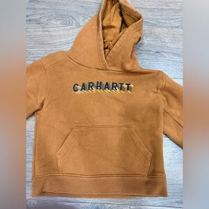 Carhartt Kids' Tan Brown Hooded Sweatshirt with Logo